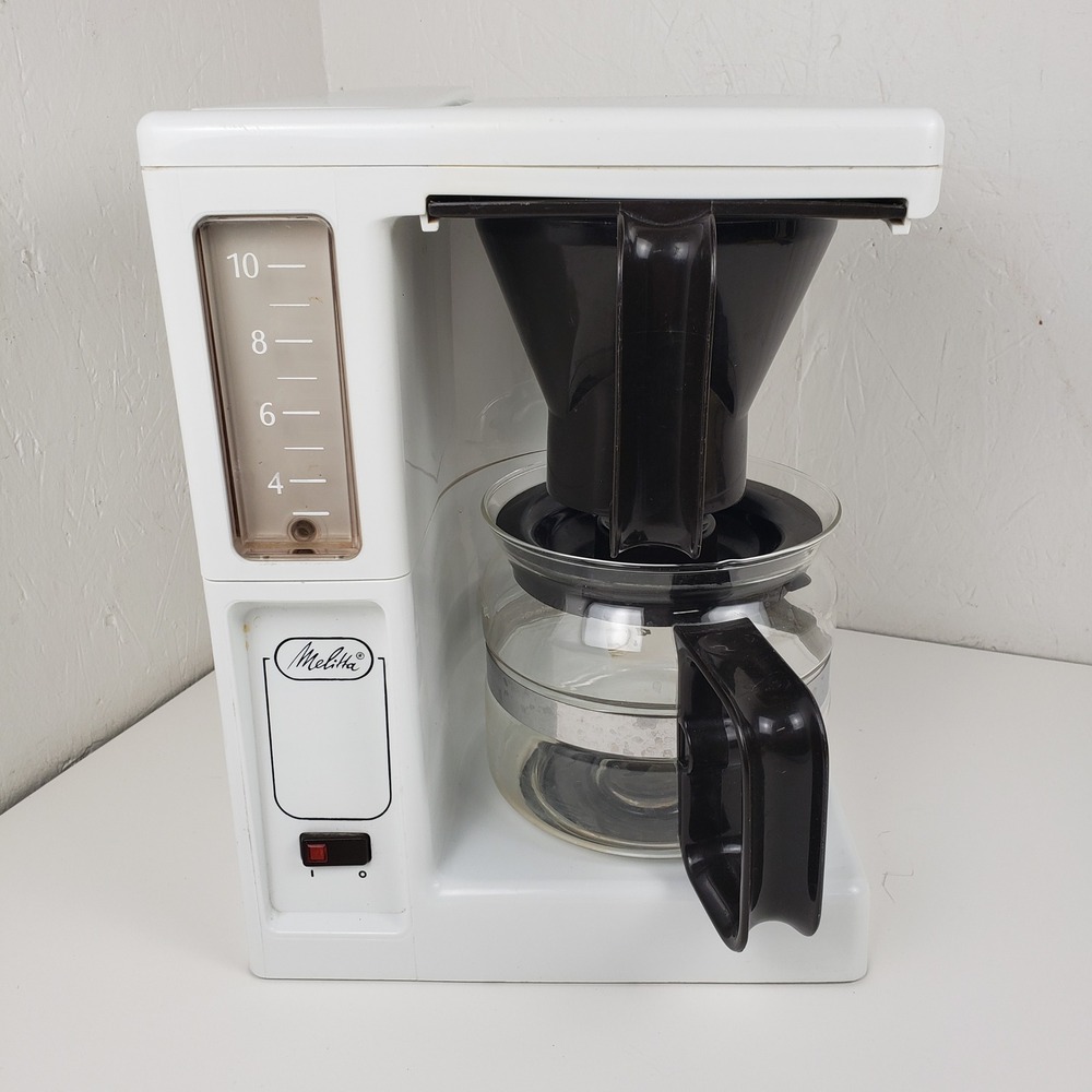 Vintage Melitta 10 Cup Coffee Maker White ACM-10G Automatic Drip Glass Carafe